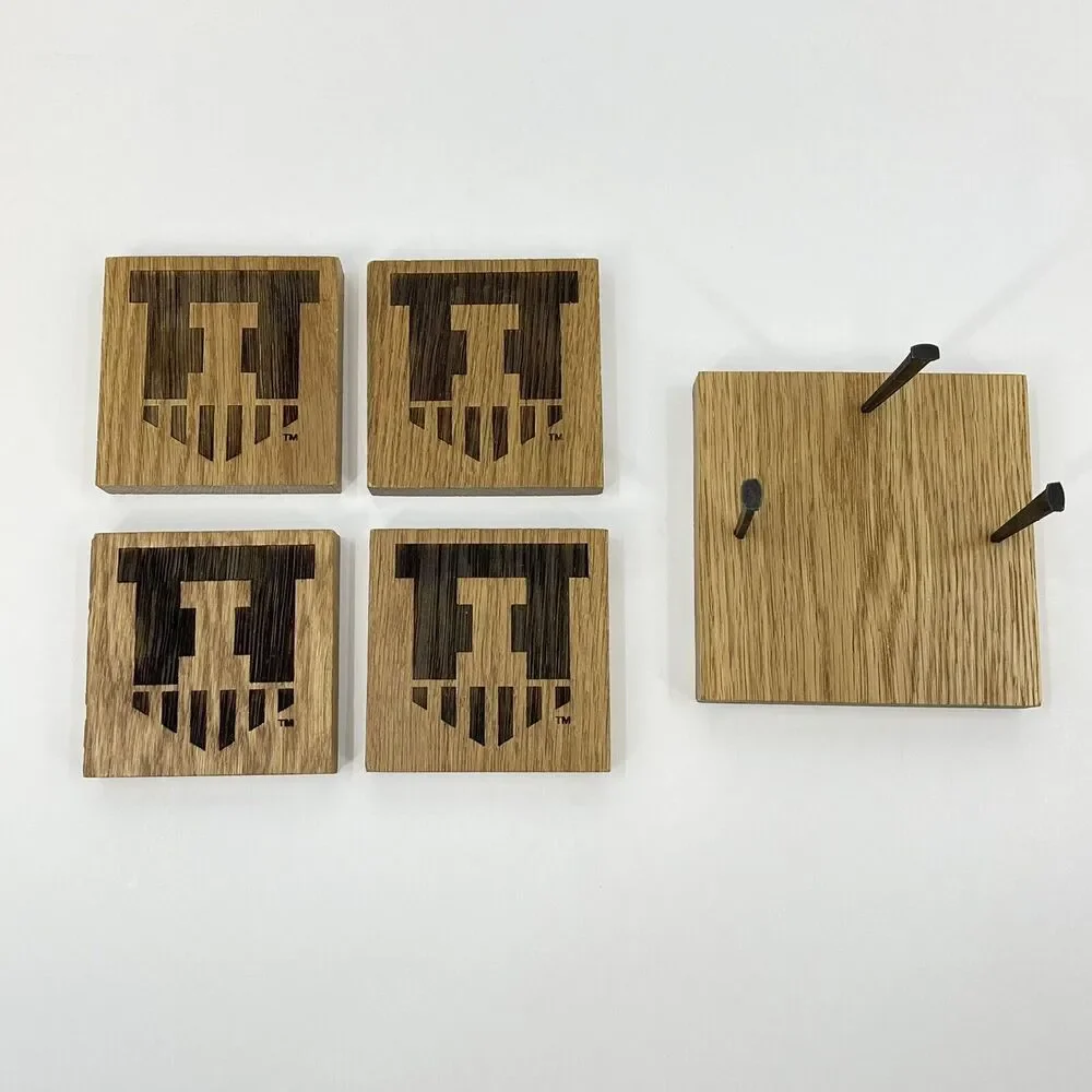 University of Illinois Set of 4 Wooden Coasters With Bottle Openers Shield Logo